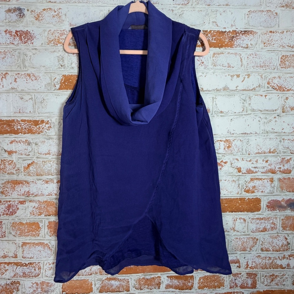 Soft Surroundings Cowl Neck Tunic Women Medium Purple Draped Sleeveless